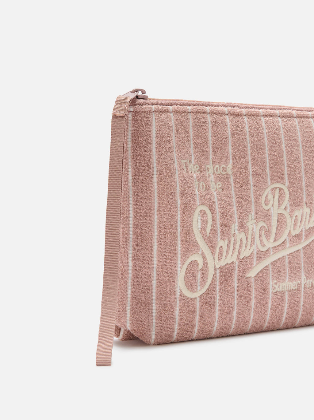 Pochette Aline rosa chiara effetto spugna con fantasia a righe in rilievo