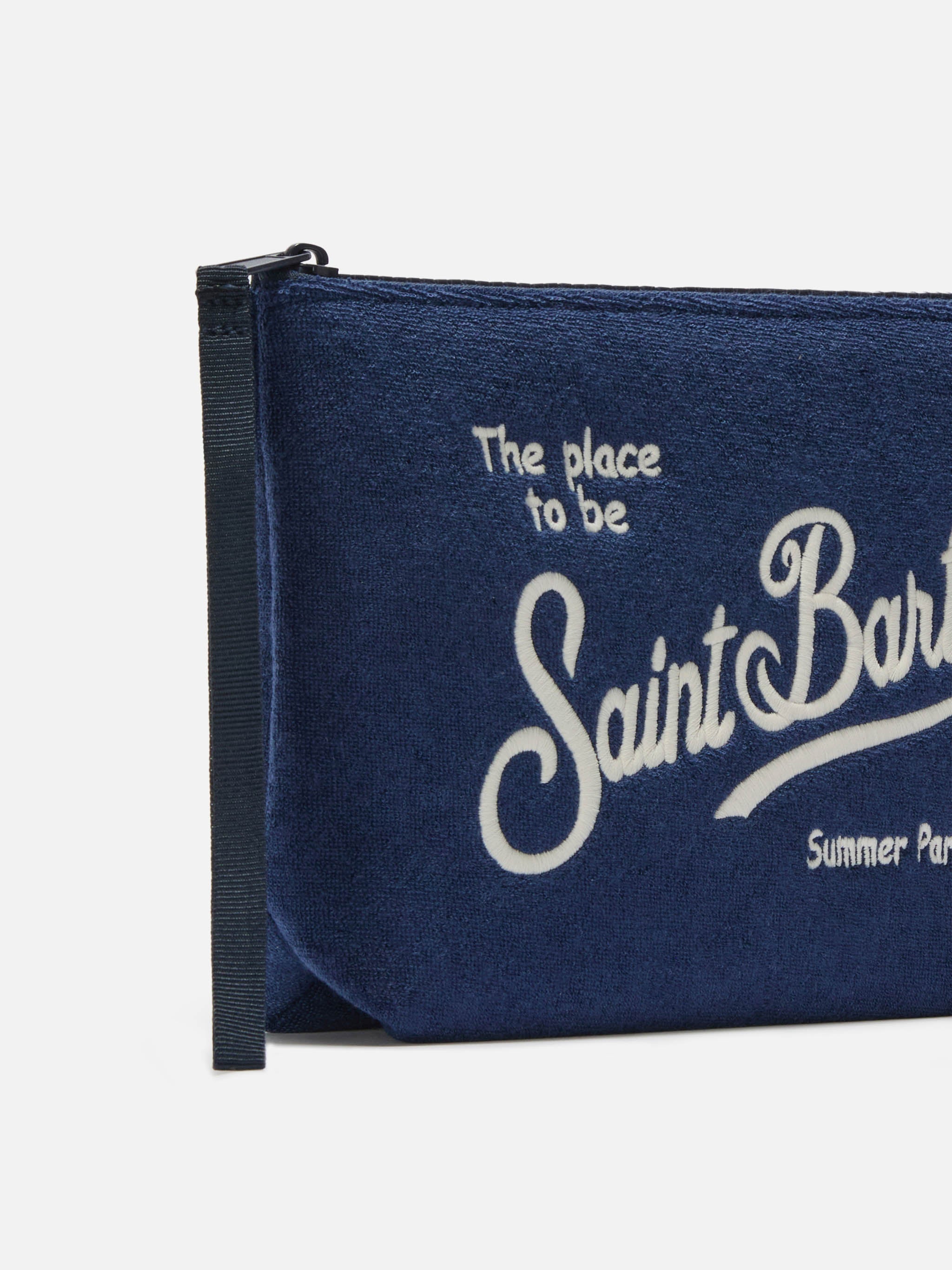 Pochette Aline effetto spugna blu navy