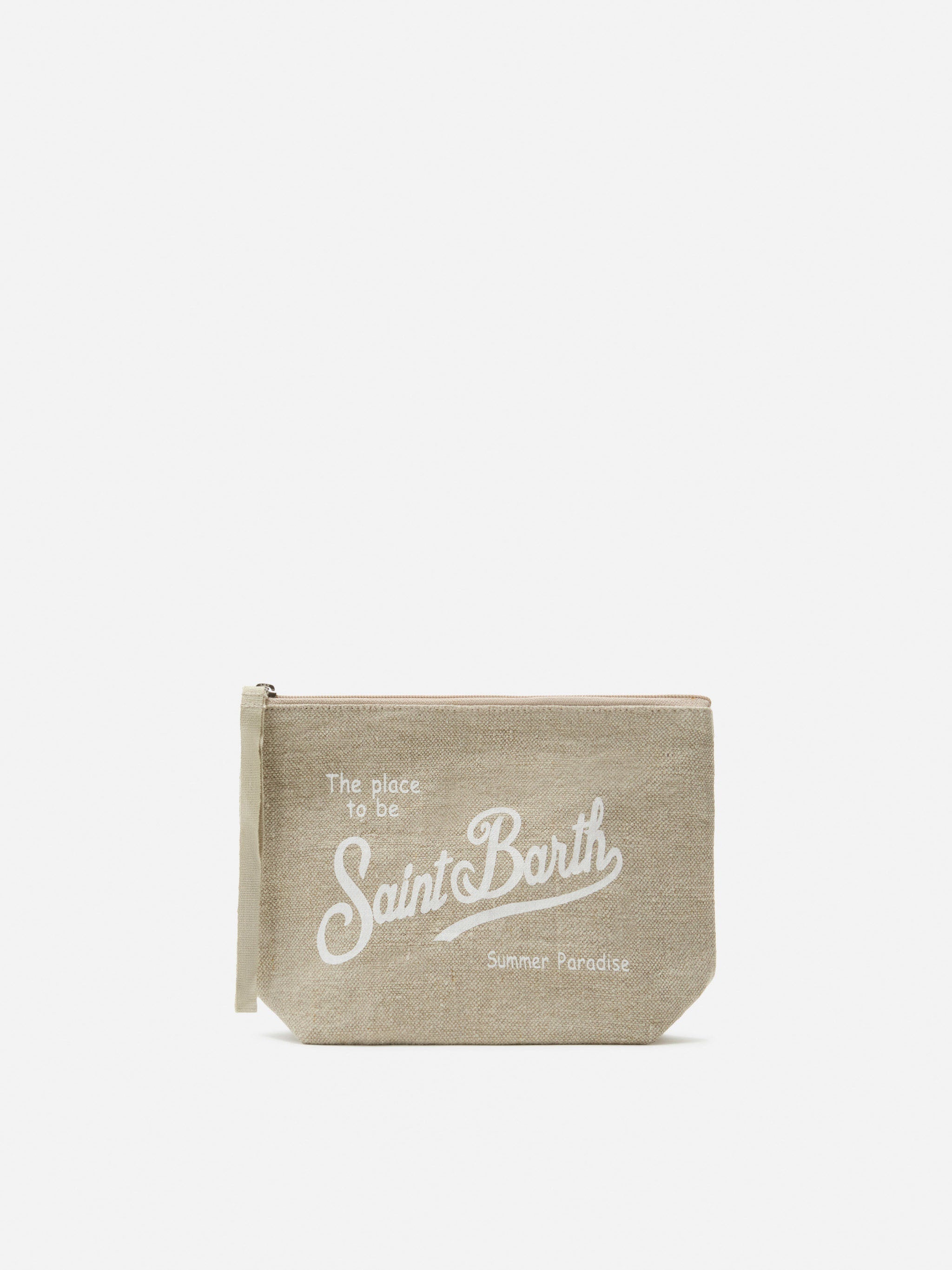 Pochette Aline in lino beige tinta unita