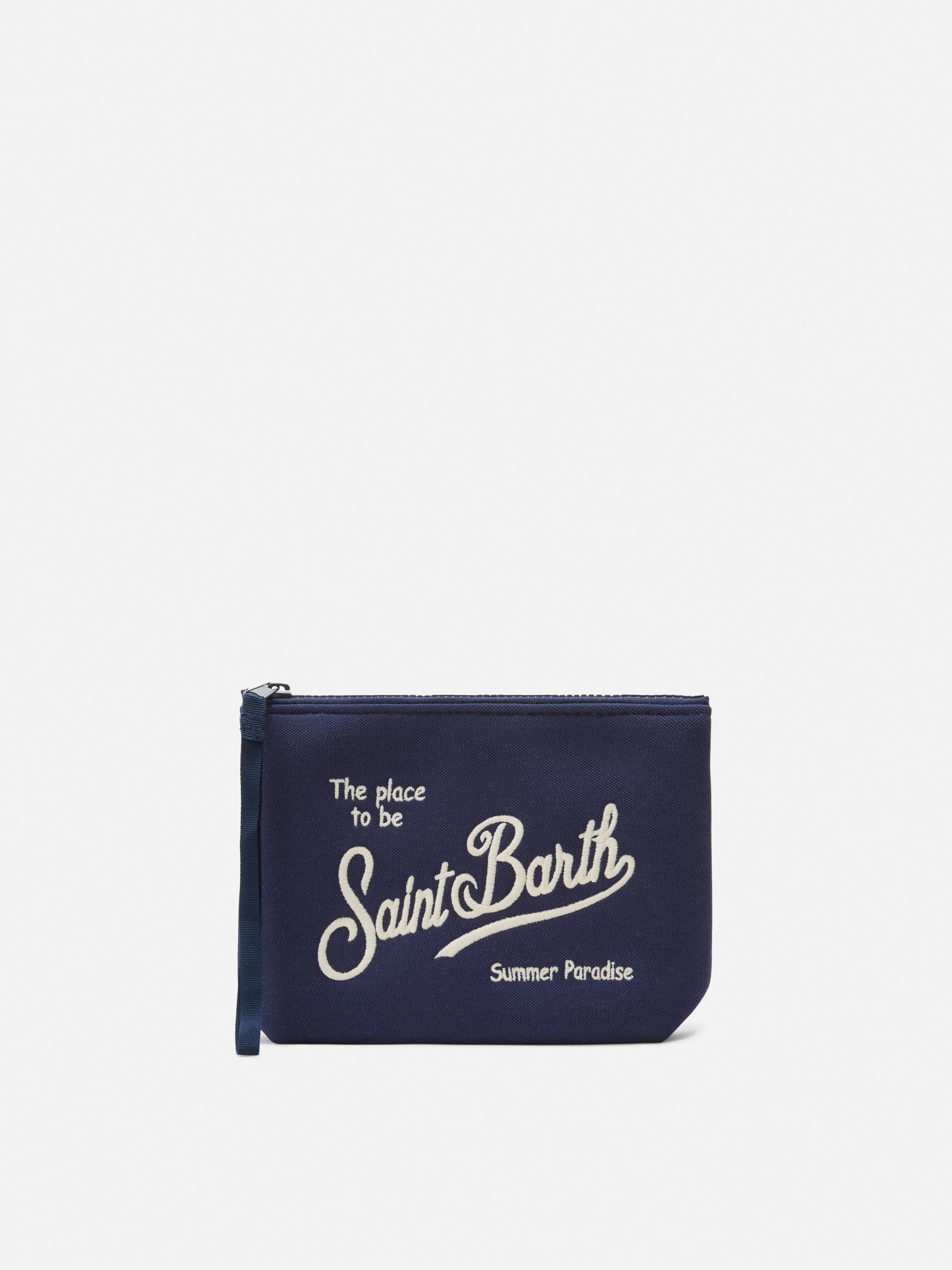 Pochette Aline blu con effetto piquet