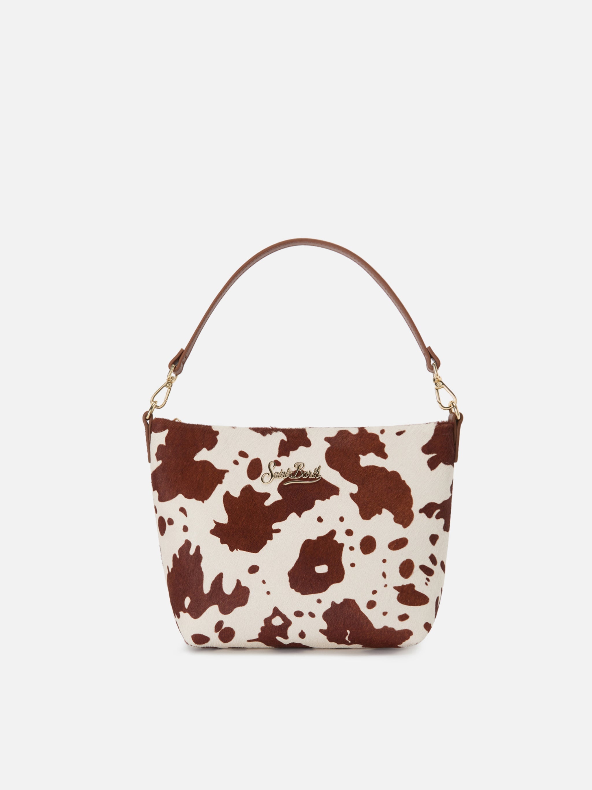 Borsa Aline in cavallino muccato con placchetta logo