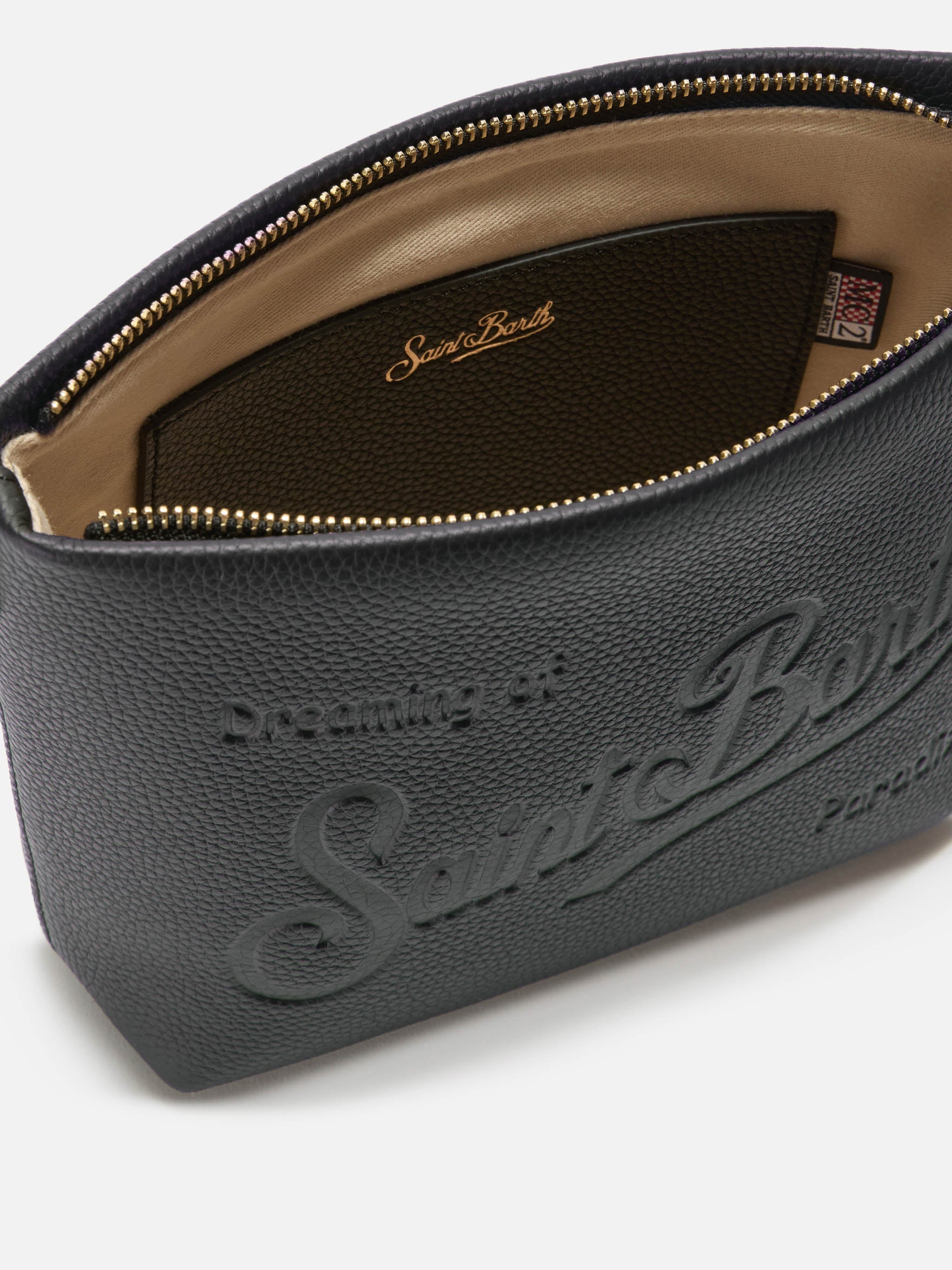 Borsa a spalla Aline Bag in pelle martellata nera