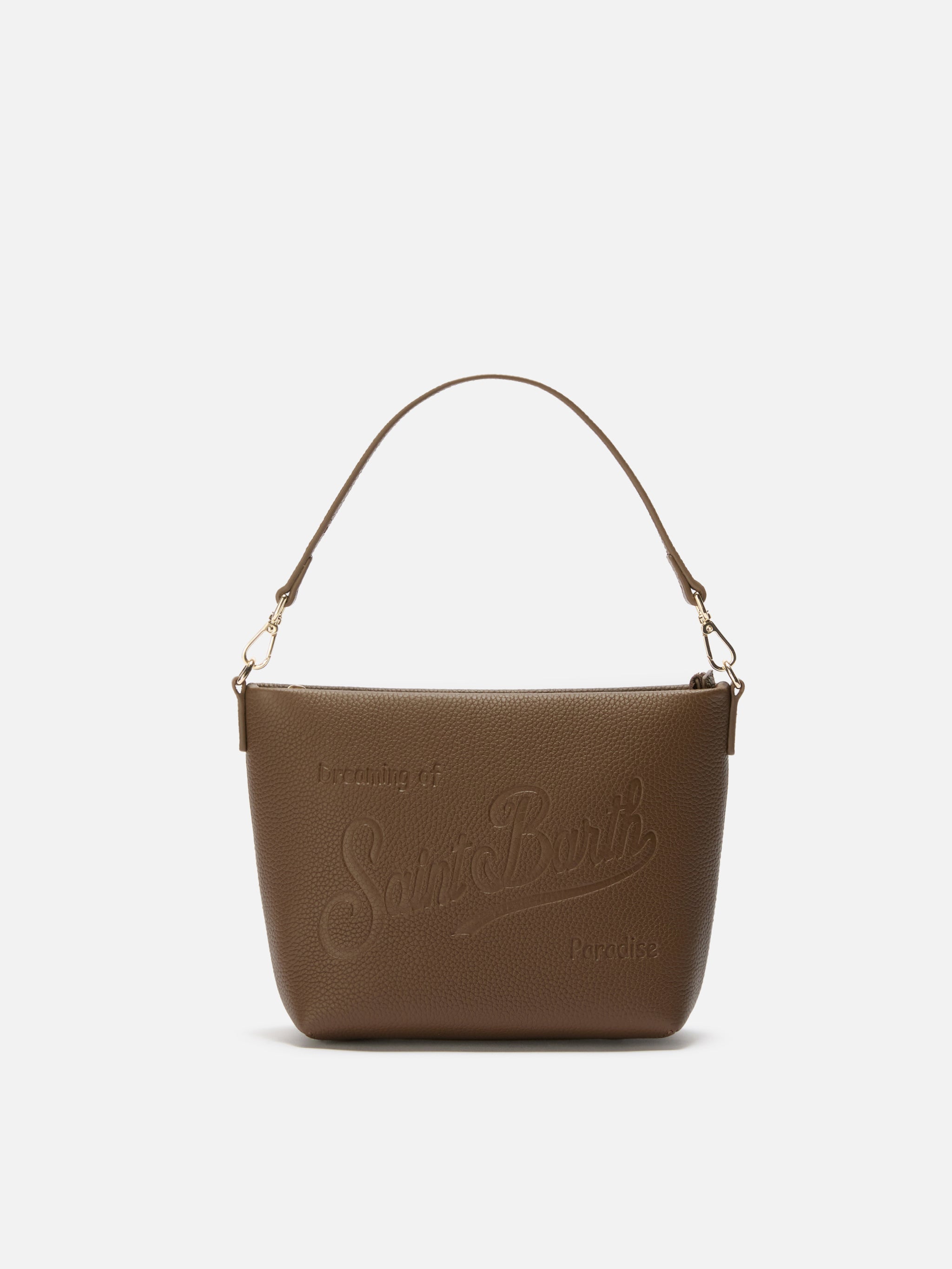 Borsa a spalla Aline Bag in pelle martellata marrone
