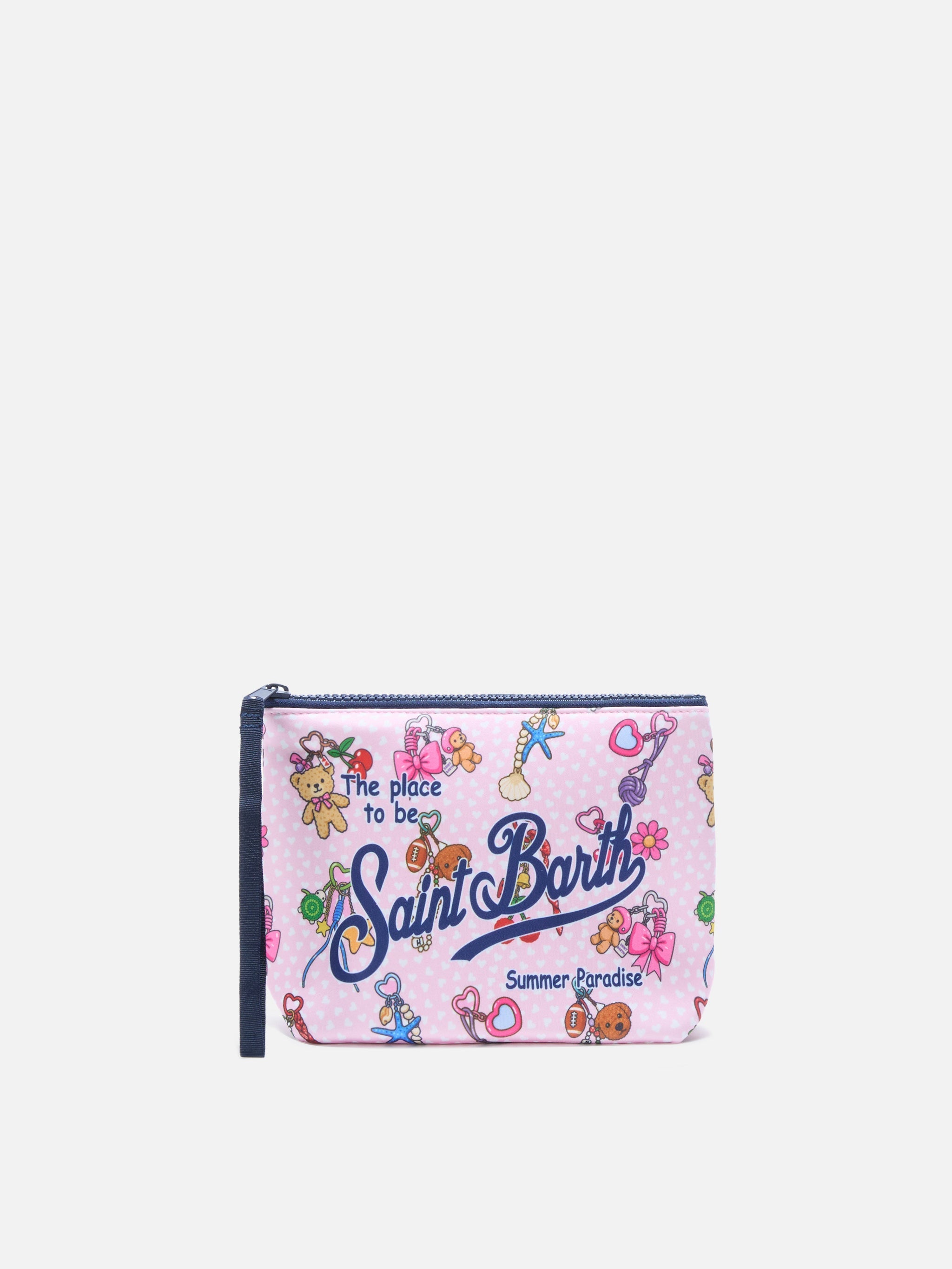 Pochette Aline in scuba rosa con stampa Charms Party