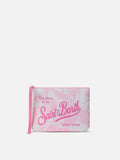 Pochette Aline in scuba con stampa Toile de Jouy rosa