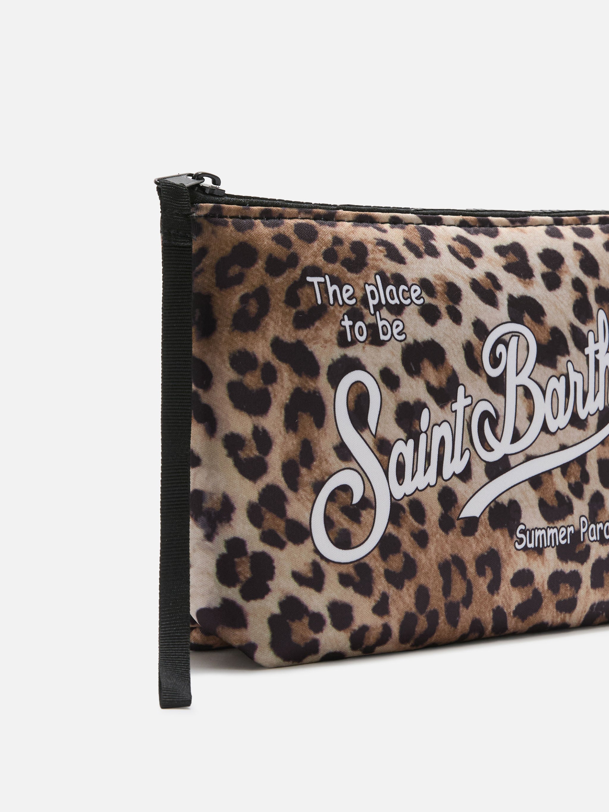 Pochette Aline in scuba con stampa leopardata