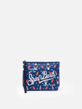 Pochette Aline in scuba con stampa orologi e cola
