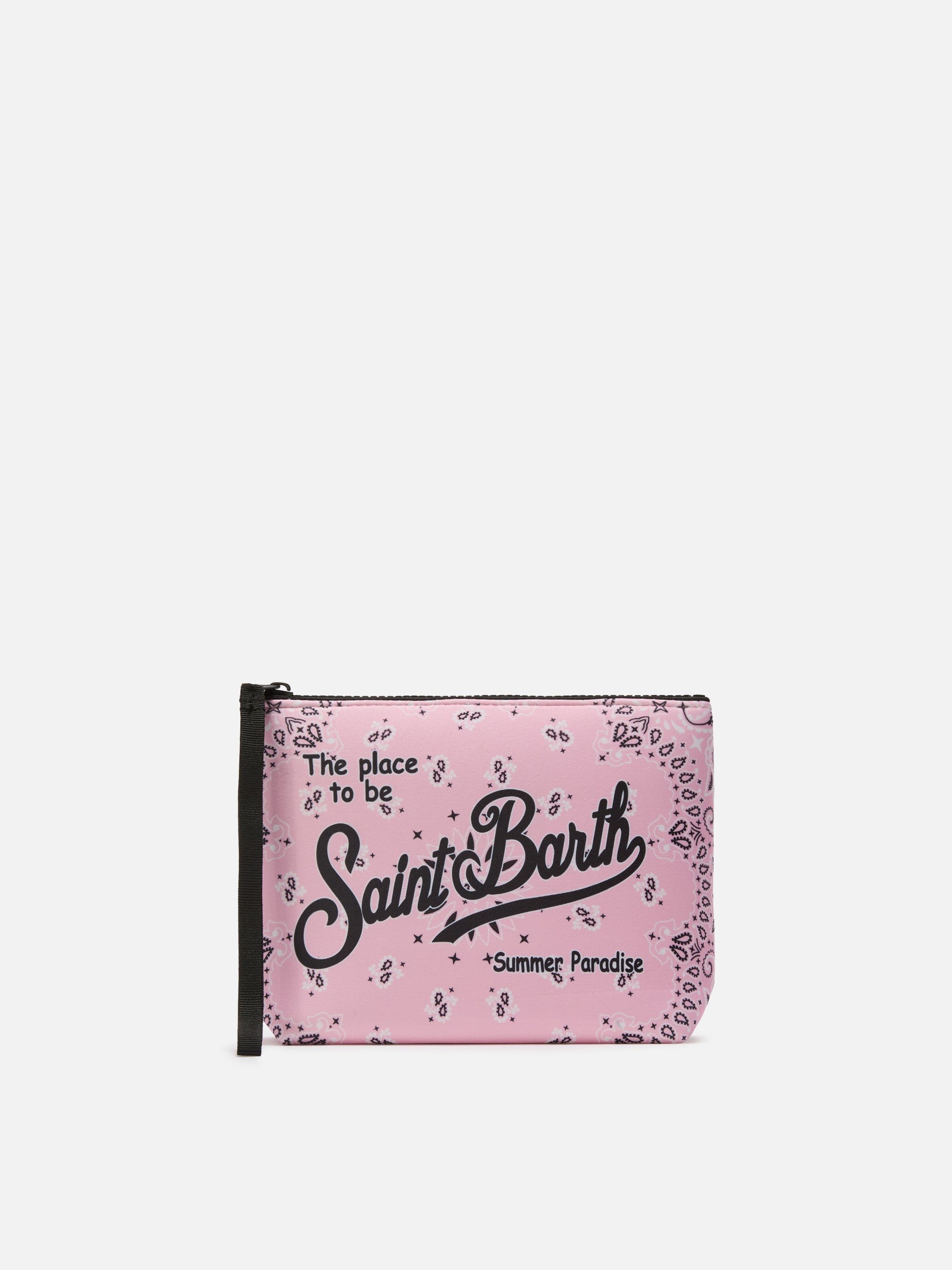 Pochette Aline in scuba con stampa bandana rosa