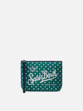 Pochette Aline in scuba verde con stampa a fiori all-over