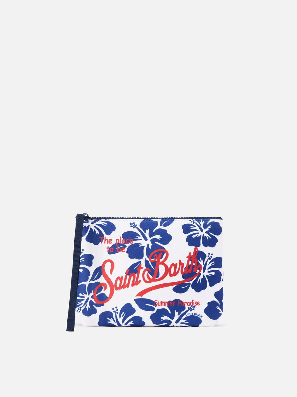 Pochette Aline in scuba con stampa Hibiscus