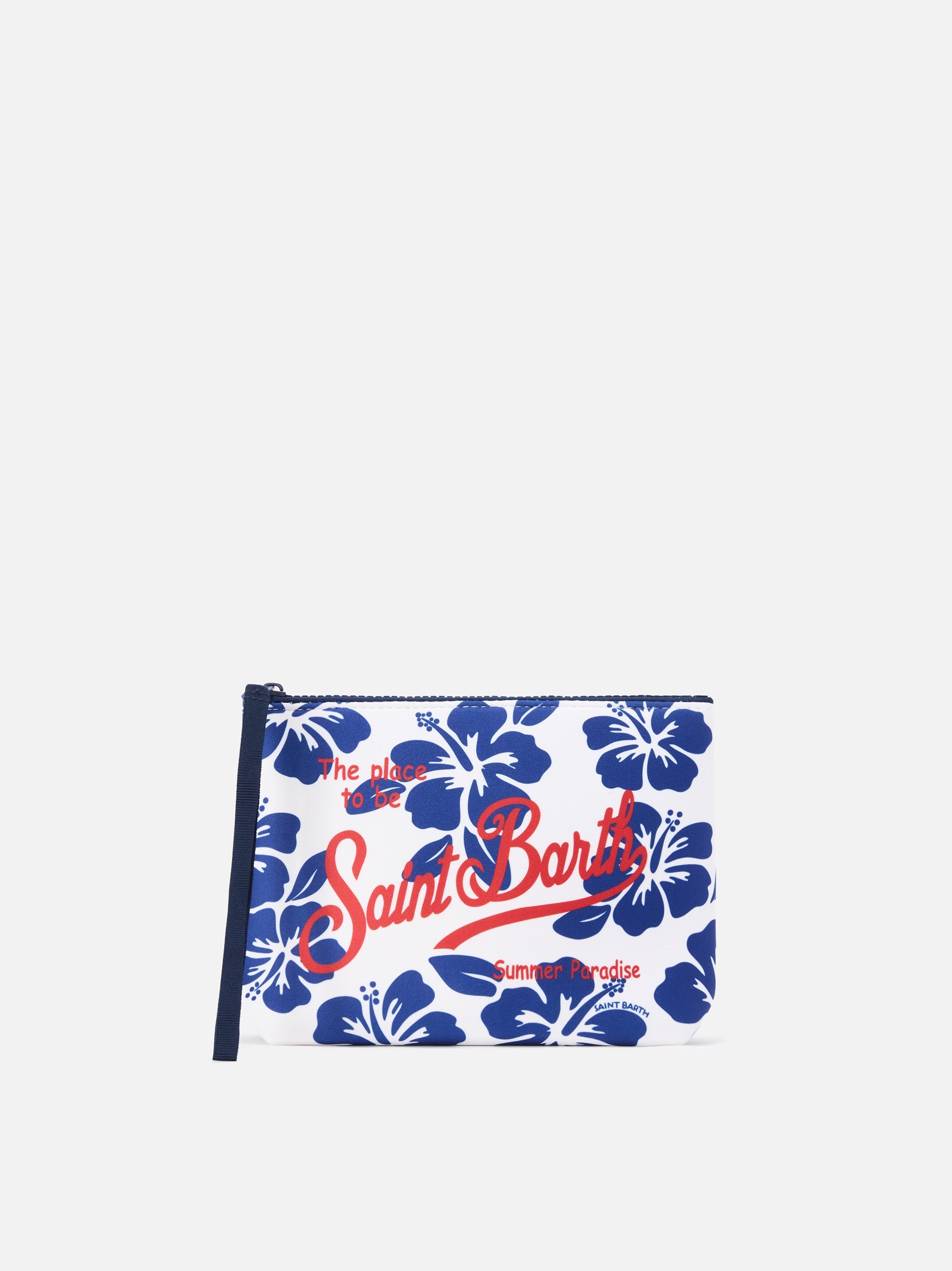 Pochette Aline in scuba con stampa Hibiscus