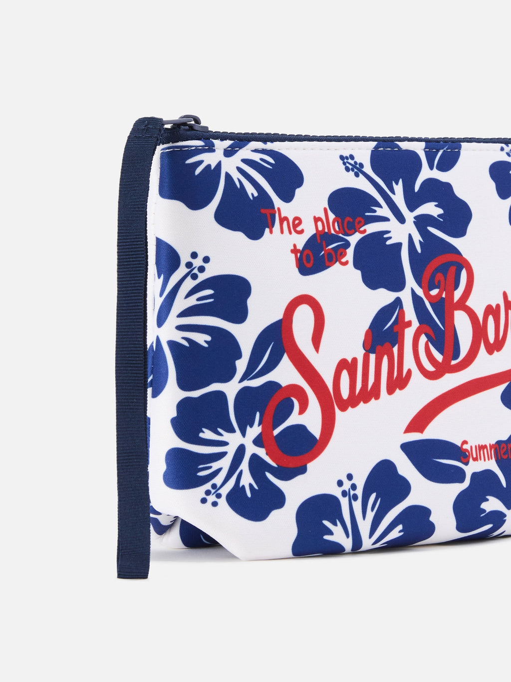 Pochette Aline in scuba con stampa Hibiscus