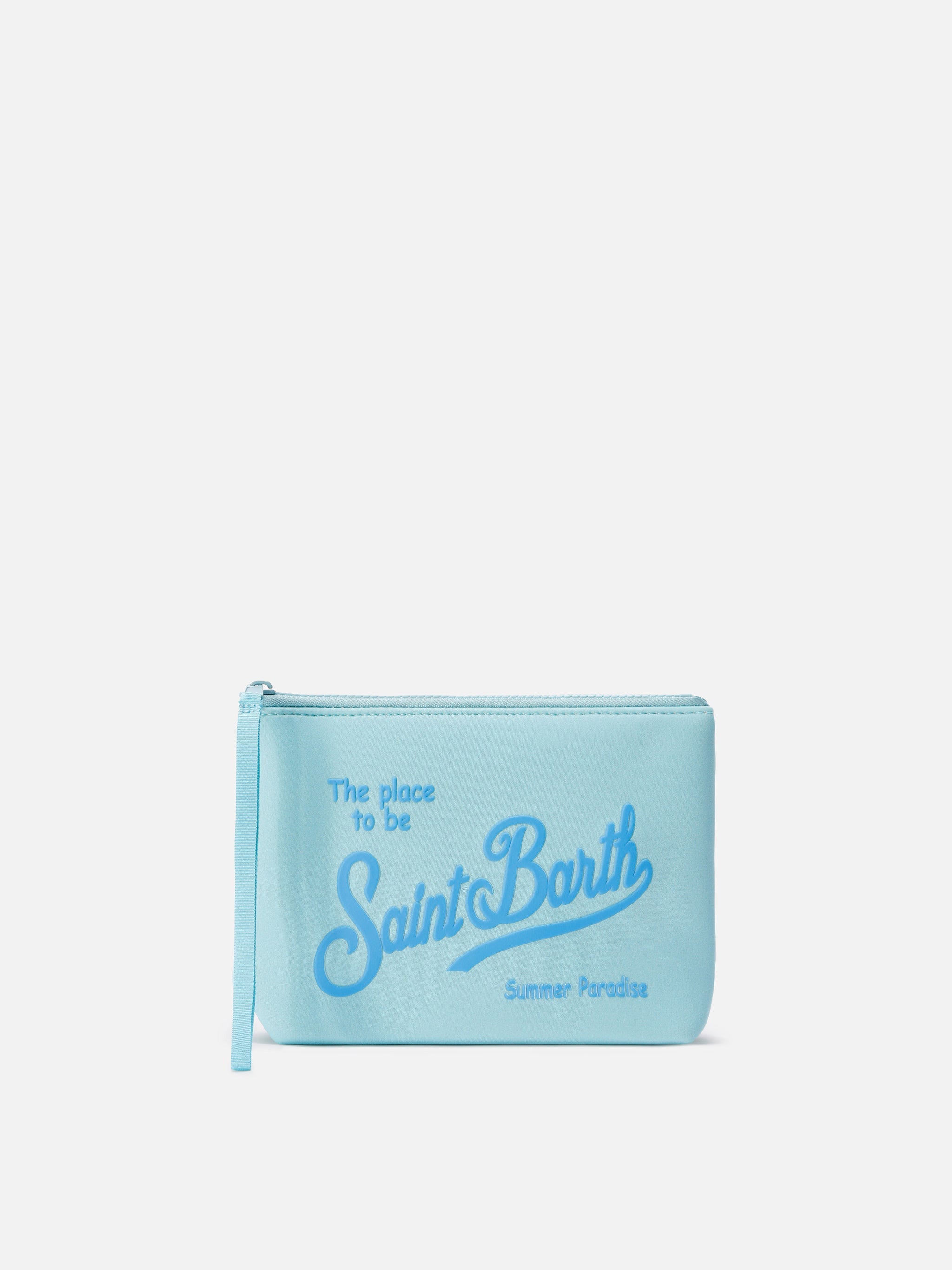 Pochette Aline in scuba azzurra tinta unita