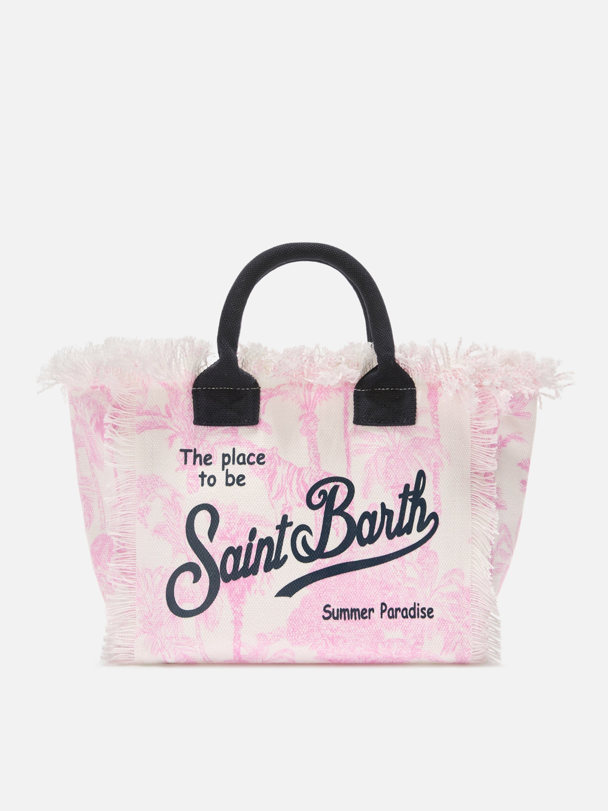 Borsa Colette in canvas con stampa toile de Jouy rosa