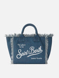 Borsa Colette blu indaco in canvas con frange