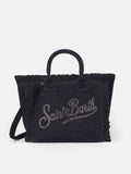 Borsa Colette in canvas di cotone nero con strass