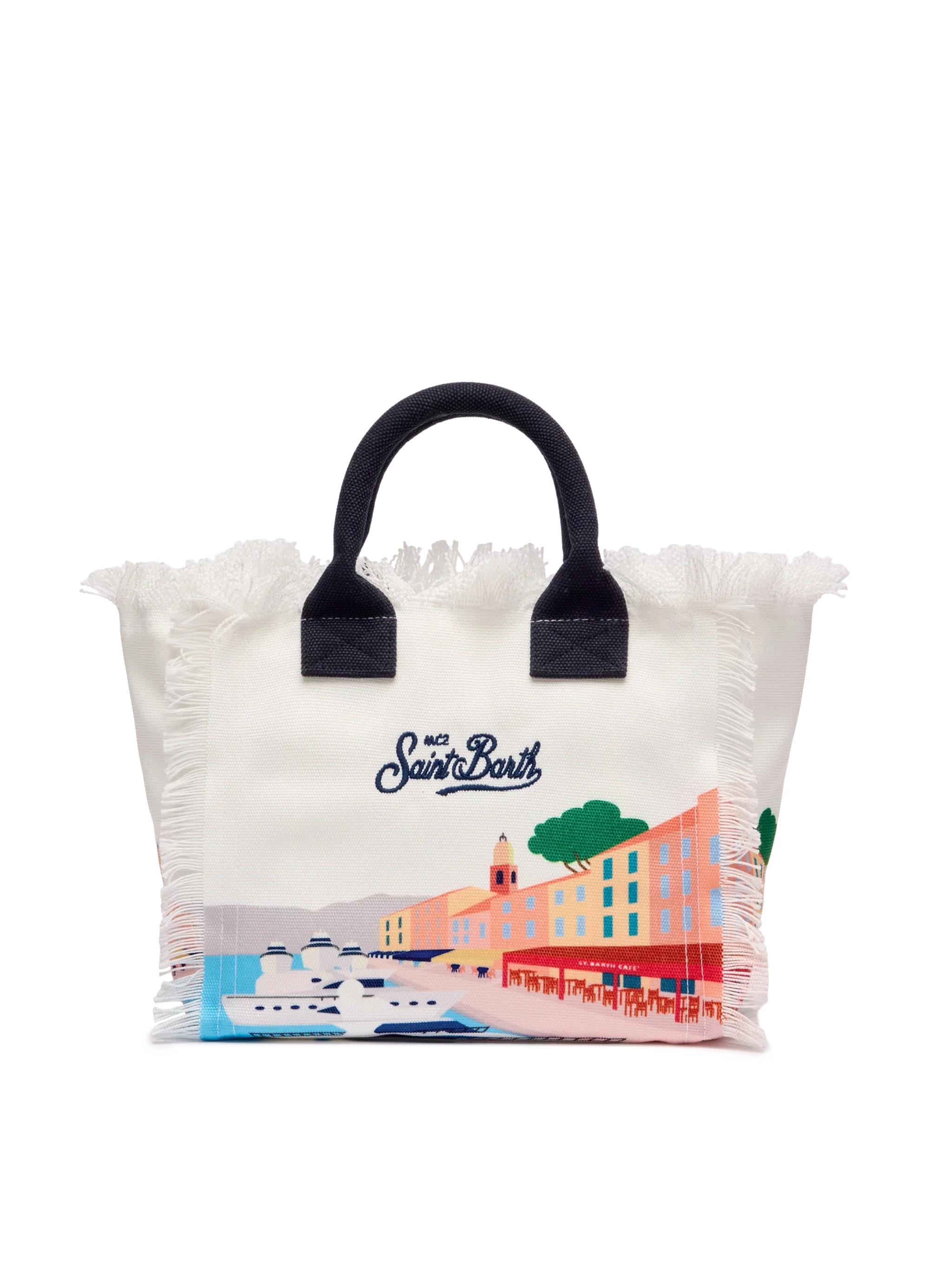 Borsa Colette in canvas di cotone con stampa cartolina St. Tropez