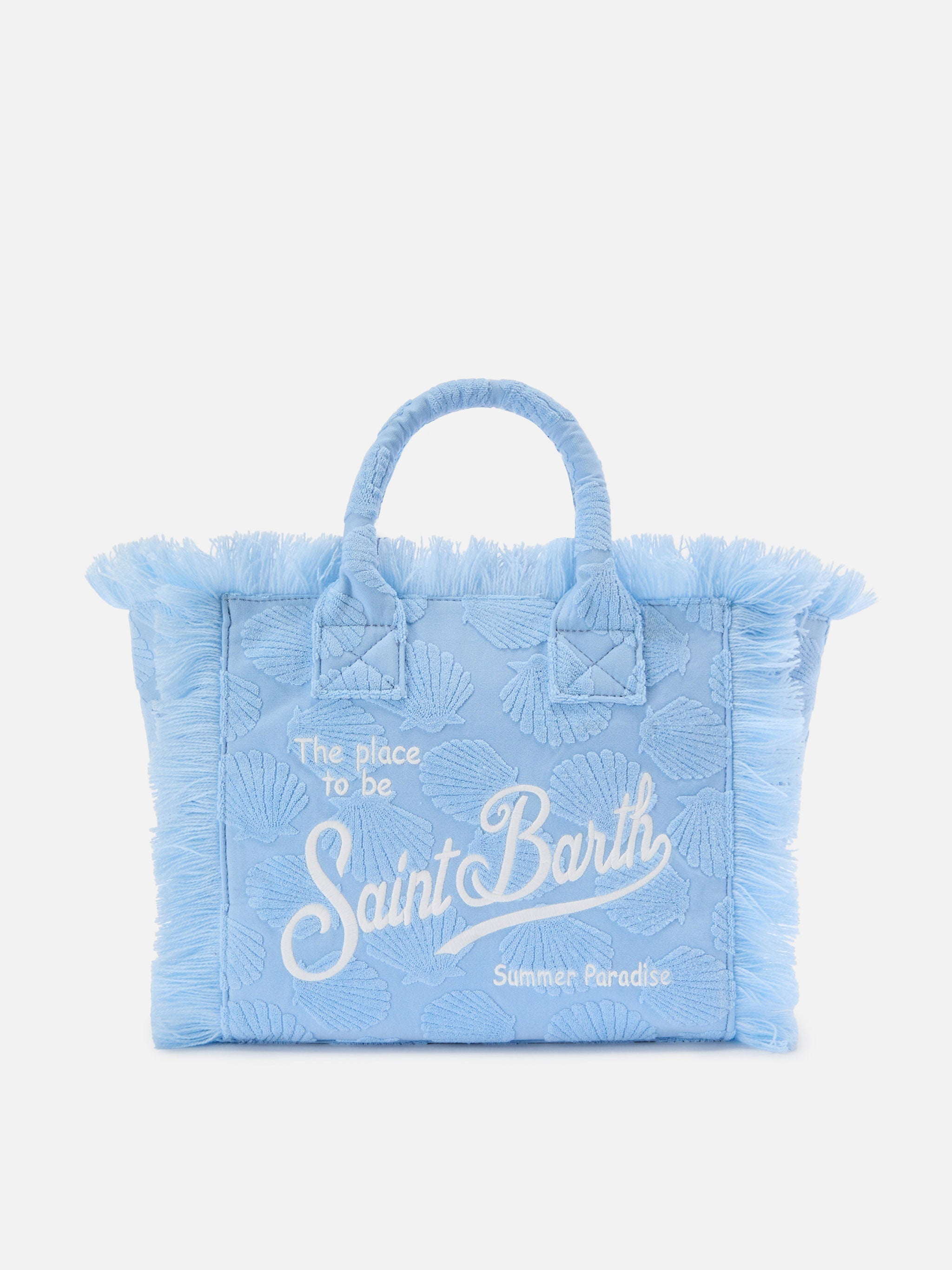 Borsa Colette in tessuto effetto spugna con conchiglie in rilievo