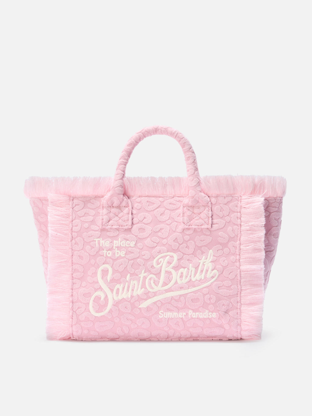 Borsa Colette in tessuto effetto spugna con leopardato in rilievo