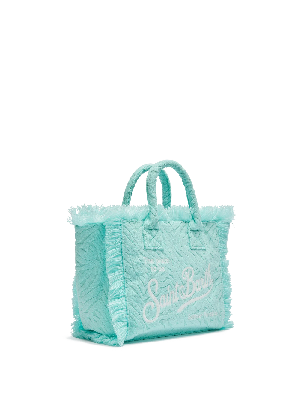 Borsa Colette in spugna verde acqua con stampa zebrata in rilievo