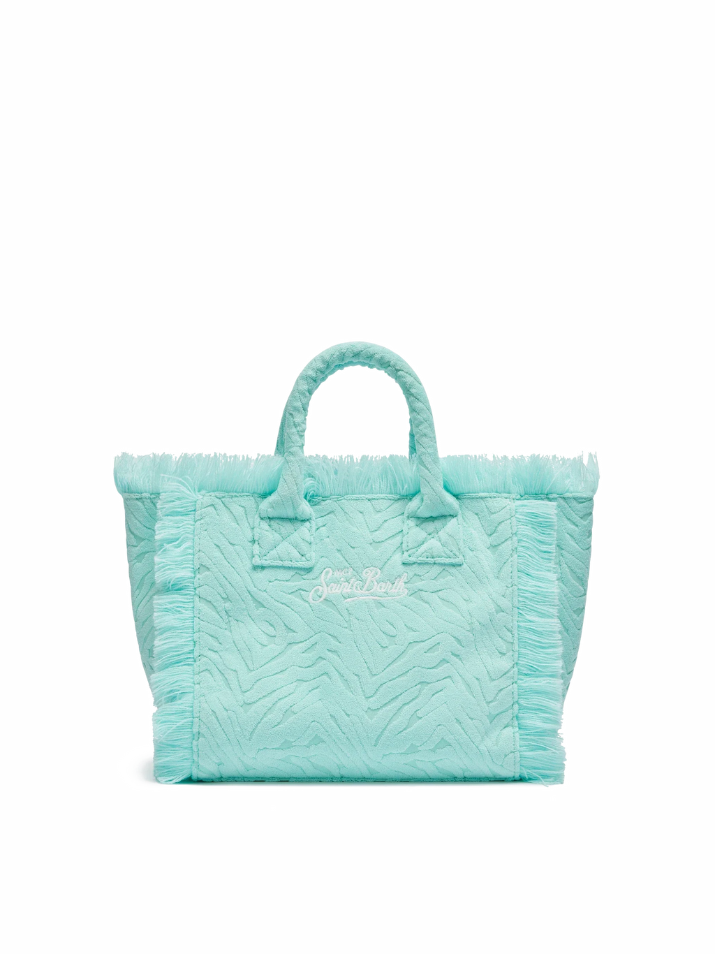 Borsa Colette in spugna verde acqua con stampa zebrata in rilievo
