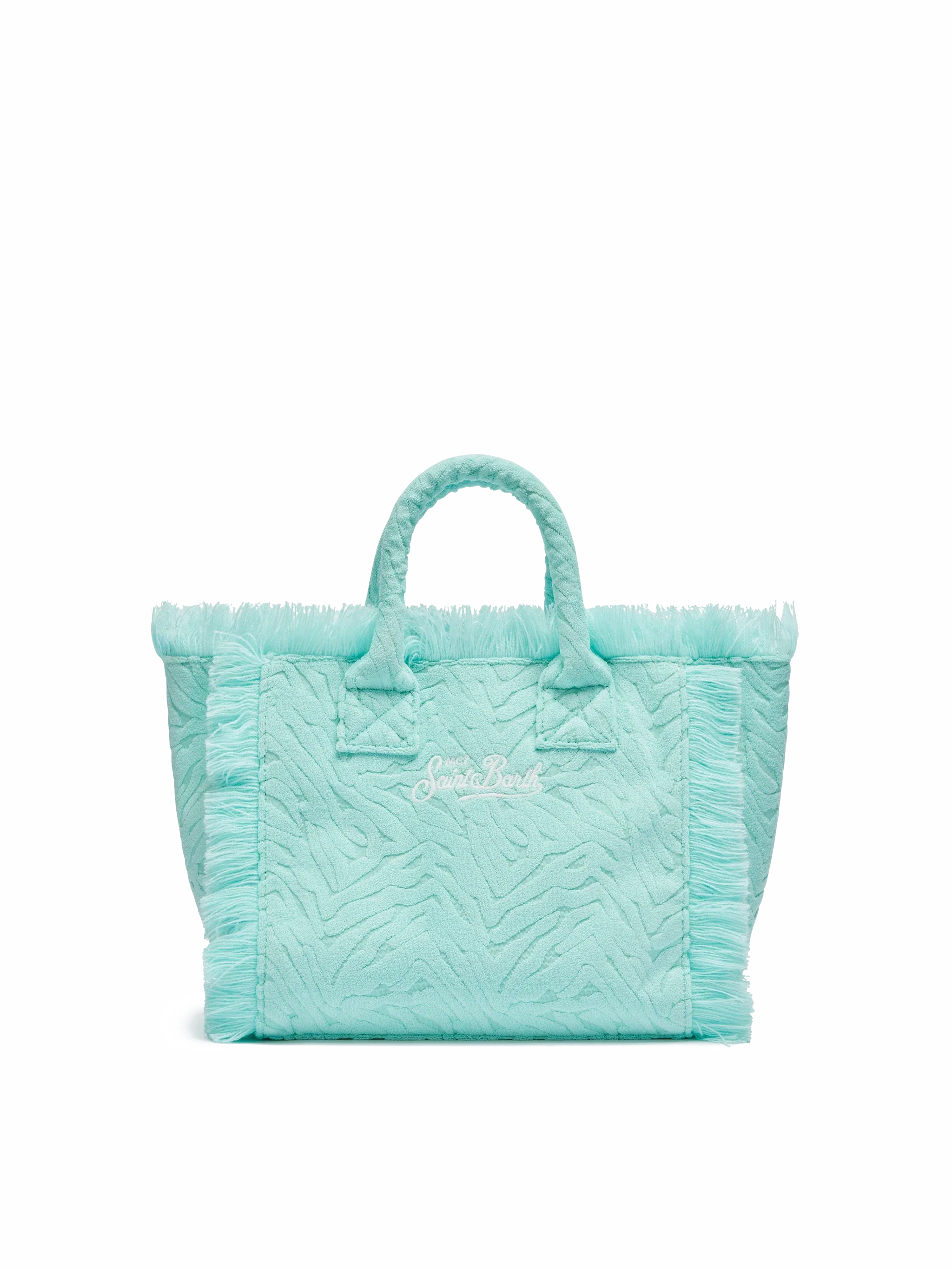 Borsa Colette in spugna verde acqua con stampa zebrata in rilievo