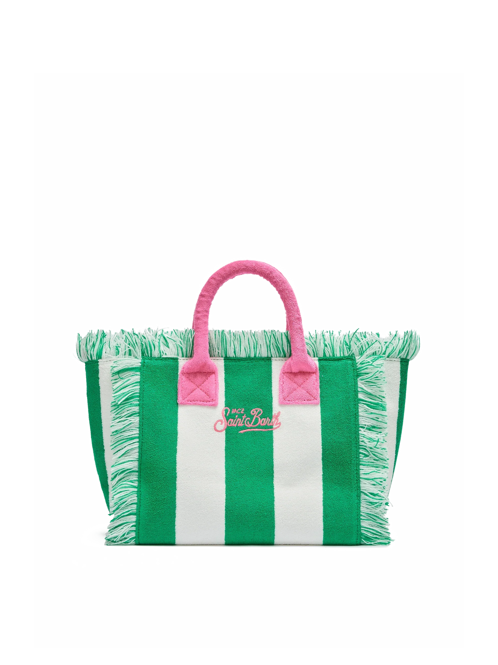 Borsa Colette in spugna verde con stampa a righe verdi