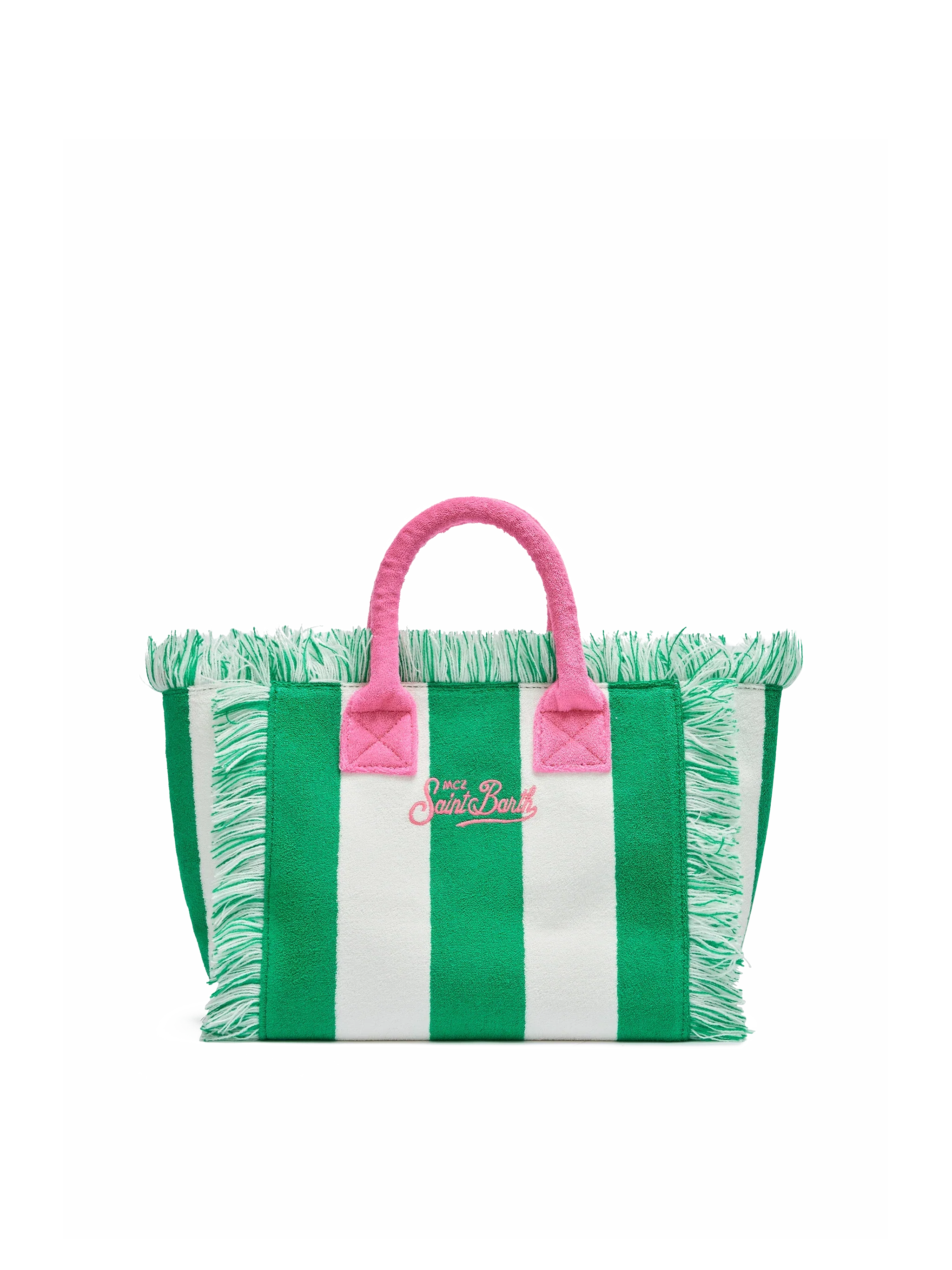 Borsa Colette in spugna verde con stampa a righe verdi
