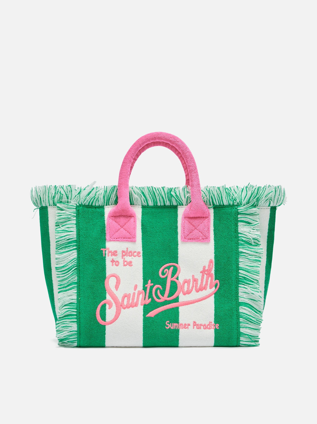 Borsa Colette in spugna verde con stampa a righe verdi