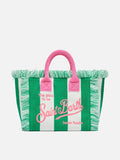 Borsa Colette in spugna verde con stampa a righe verdi