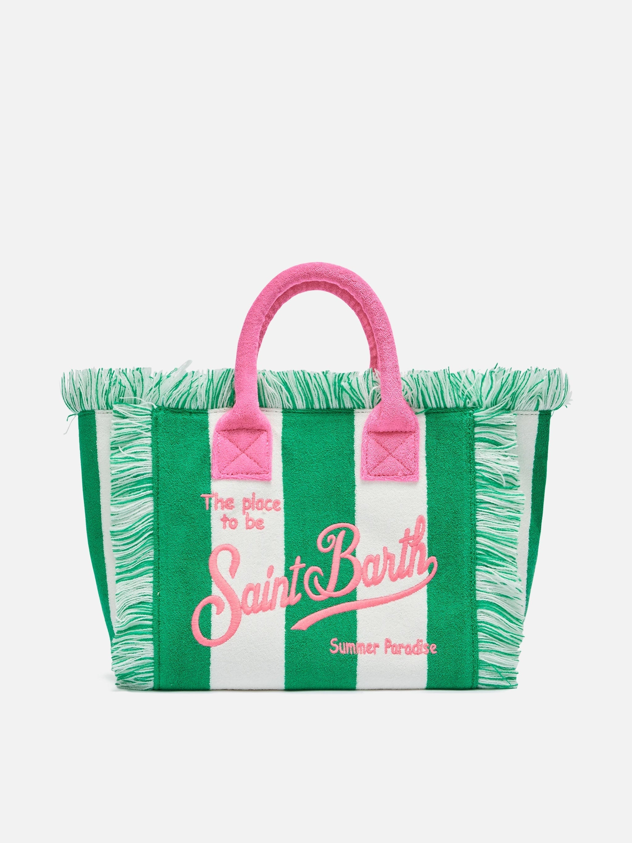 Borsa Colette in spugna verde con stampa a righe verdi