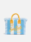 Borsa Colette in spugna azzurra con stampa a righe azzurre