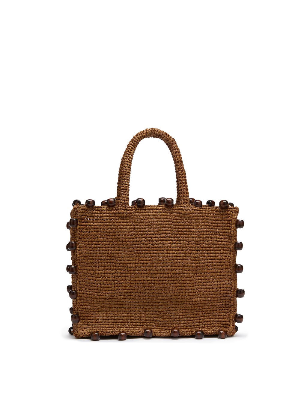 Borsa Colette in raffia con logo ricamato e perline applicate
