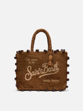Borsa Colette in raffia con logo ricamato e perline applicate