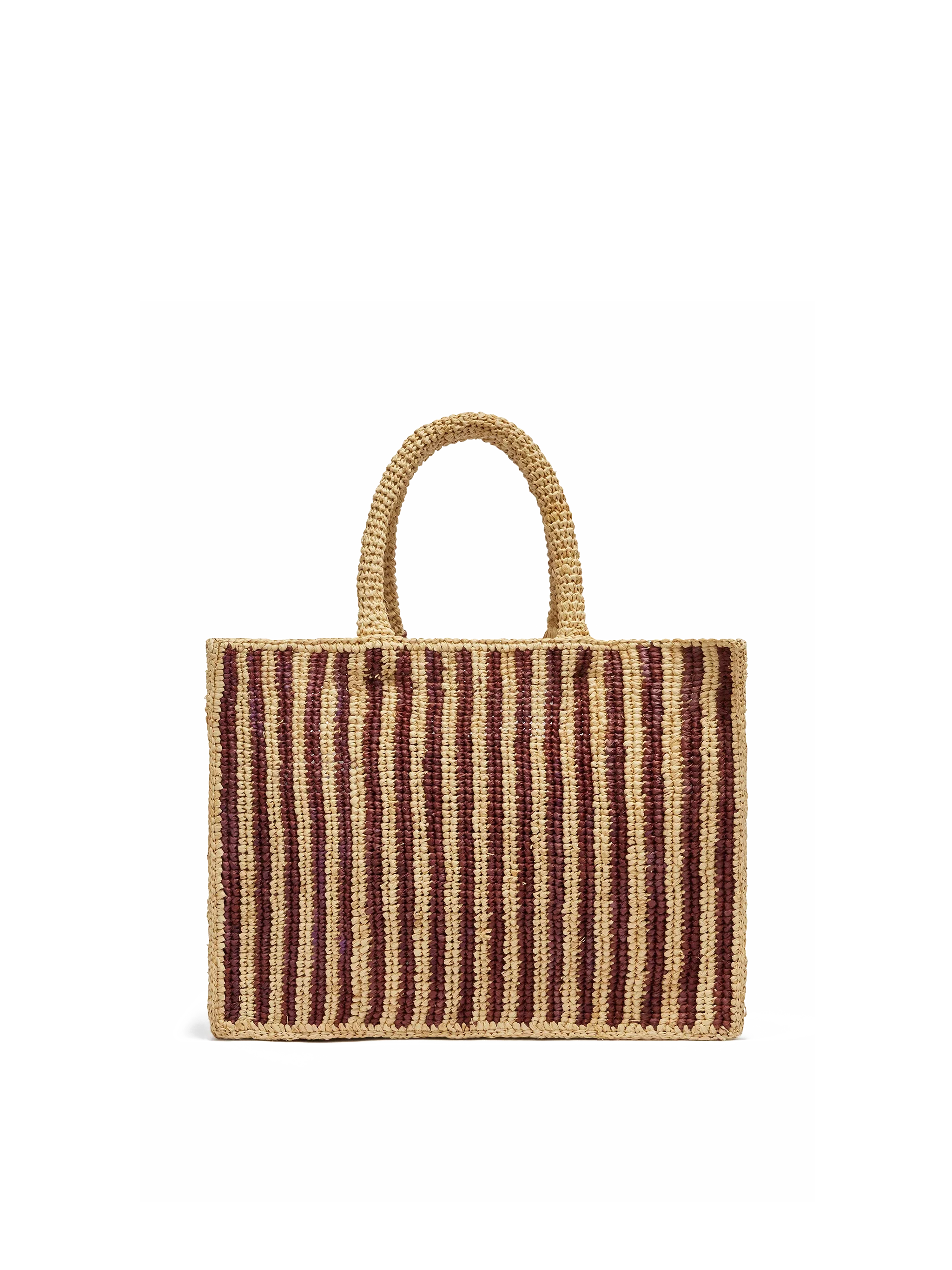 Borsa Colette in rafia a righe marroni con logo ricamato