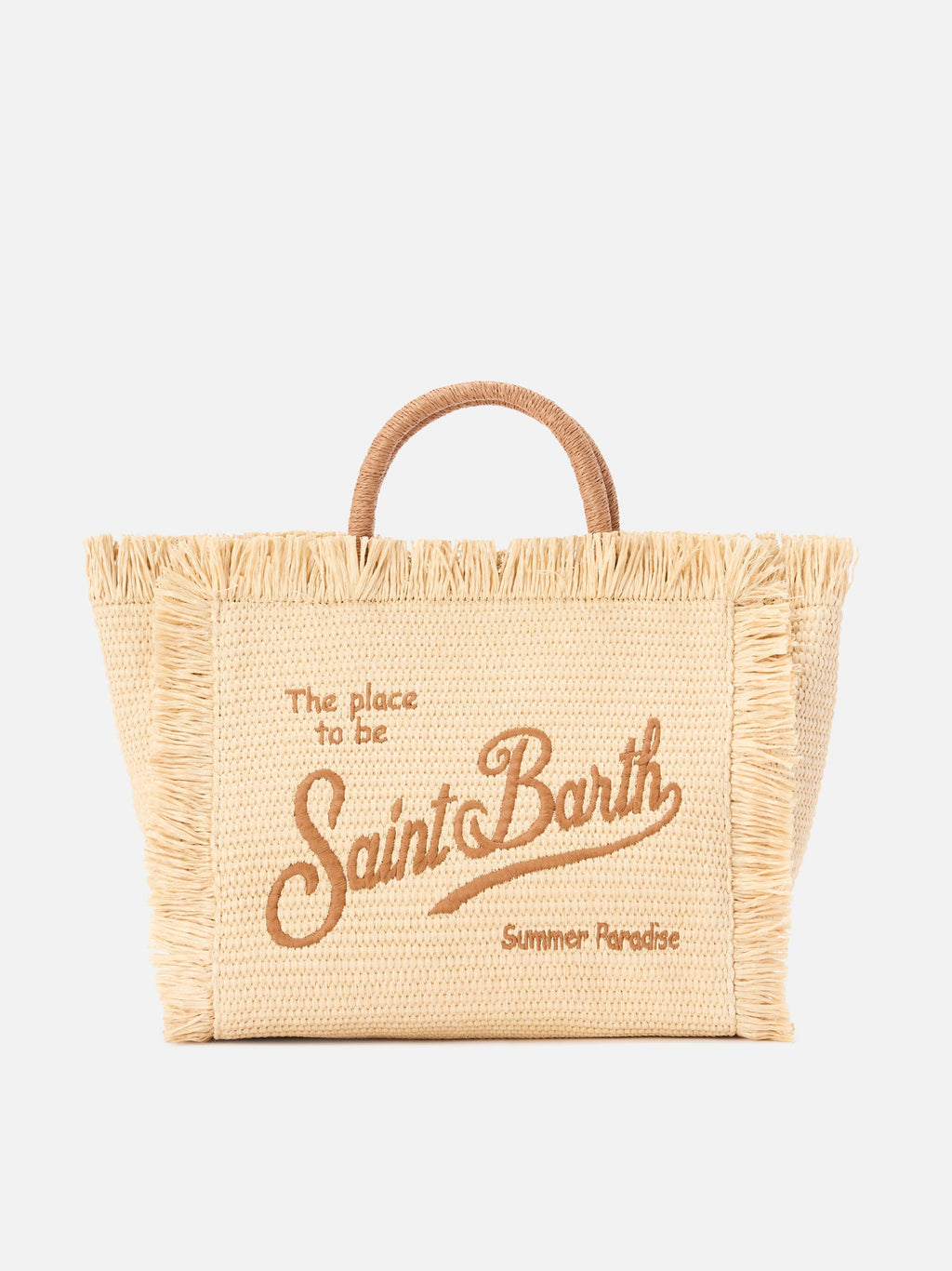 Borsa Colette effetto paglia con logo ricamato