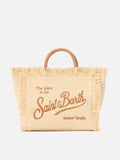 Borsa Colette effetto paglia con logo ricamato