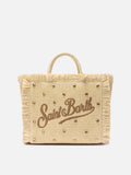 Borsa Colette in tessuto effetto paglia con strass applicati