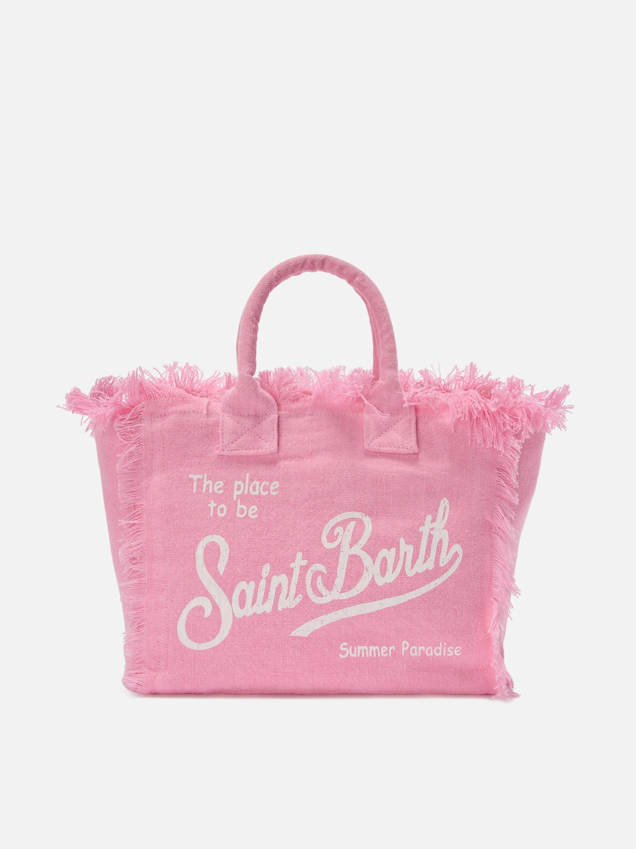 Borsa Colette in lino rosa tinta unita