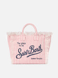 Borsa Colette in lino a righe rosa e bianche
