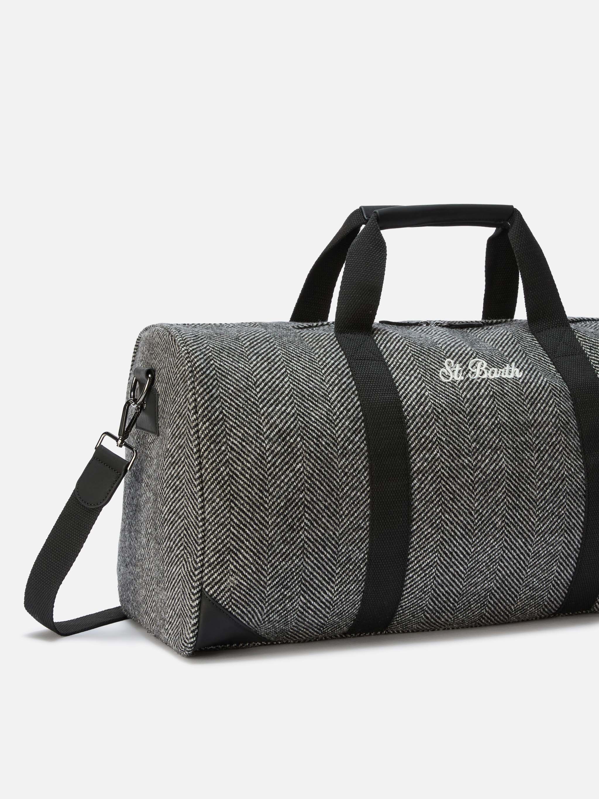 Borsone da viaggio Jetleg Wool in misto lana spigato