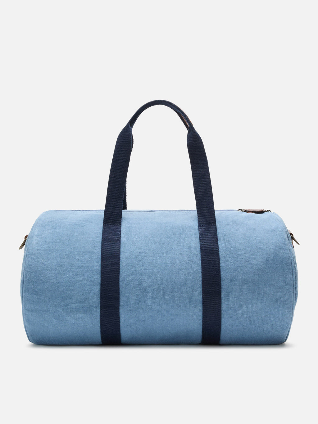 Borsone Round Jetleg in lino blu con logo ricamato a contrasto