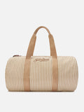 Borsone Round Jetleg in lino a righe beige e bianche