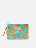 Pochette in juta con fantasia palme ricamate