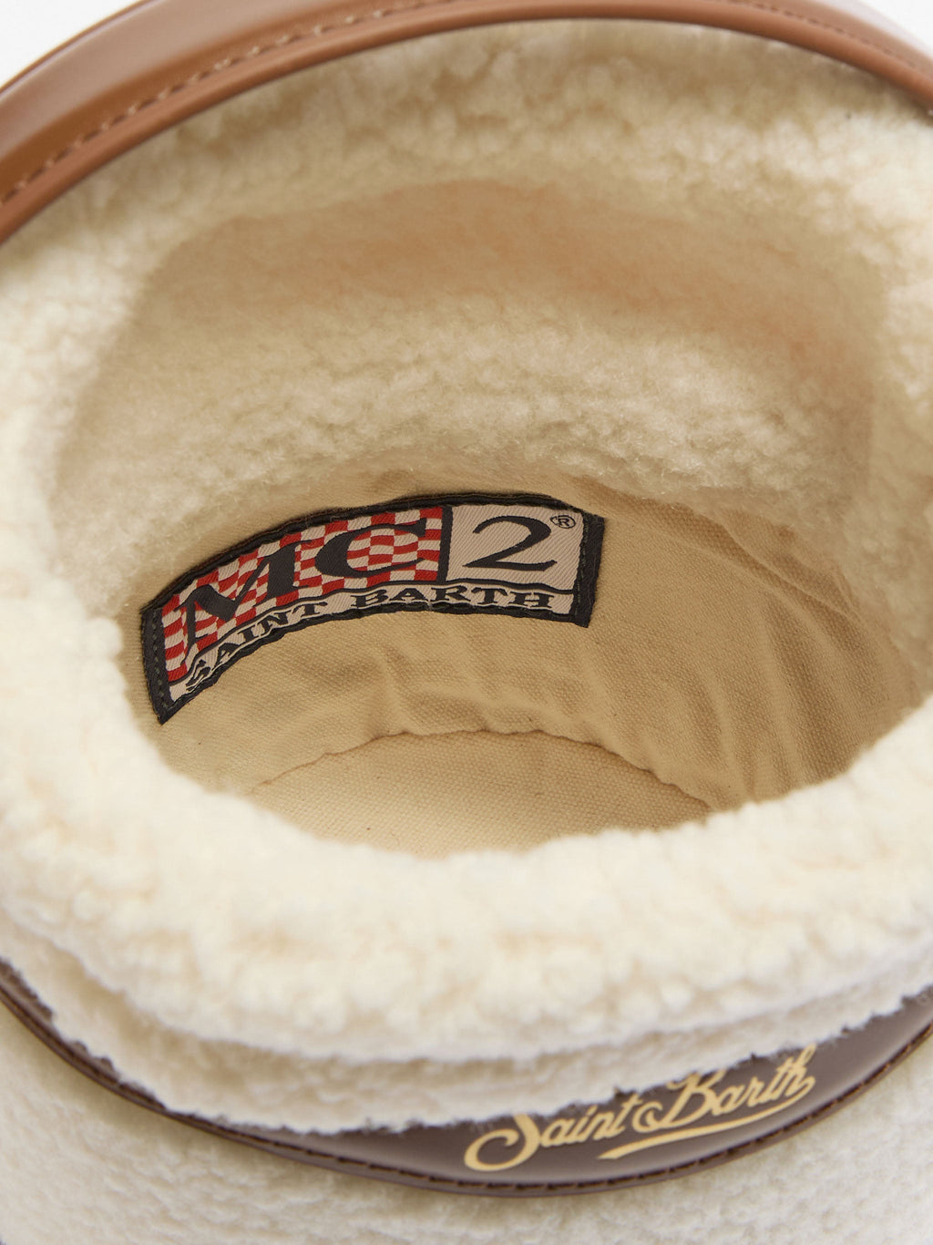 Borsa a secchiello Mila Teddy in sherpa bianco