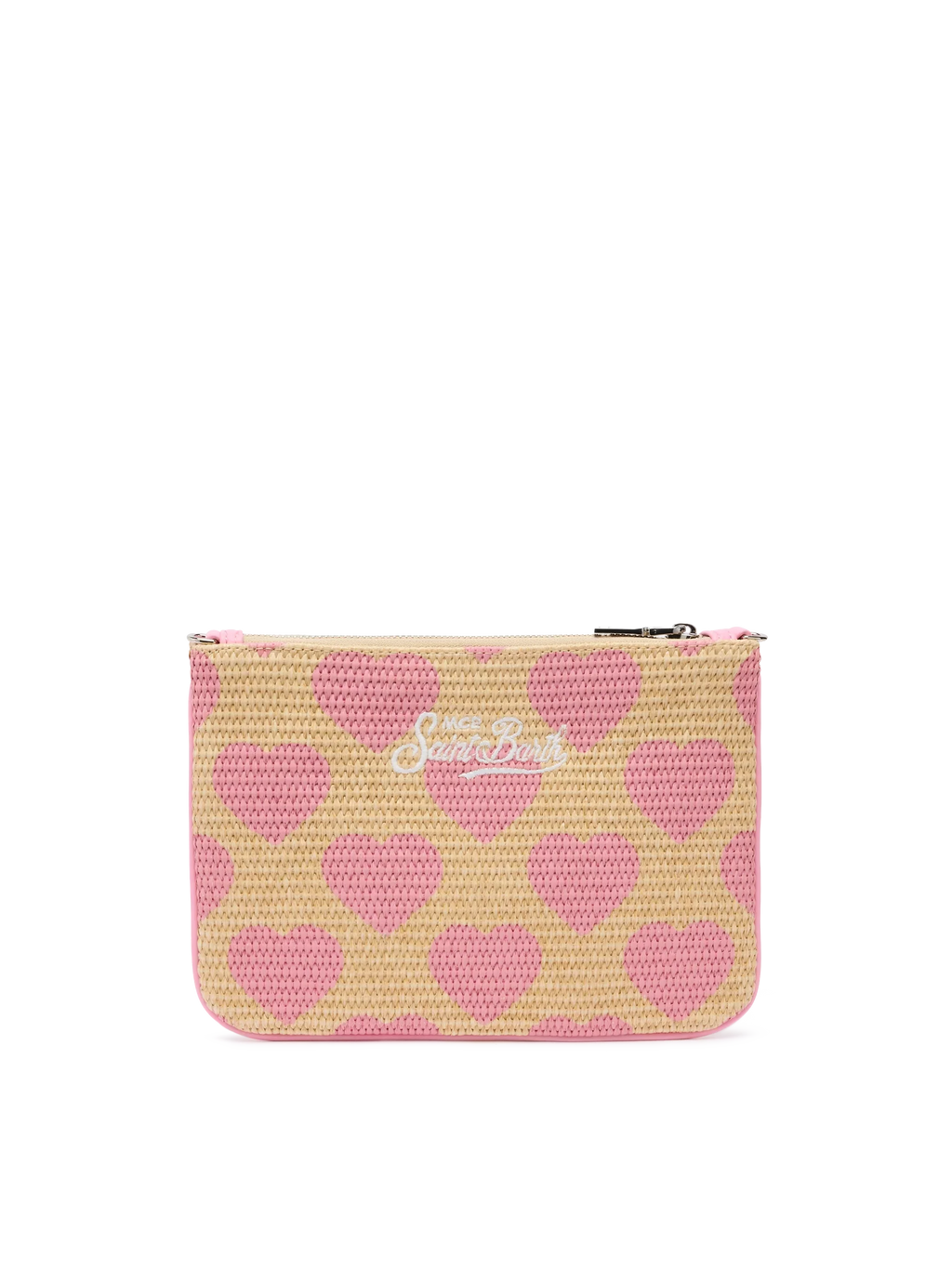 Pochette Parisienne effetto paglia con stampa cuori