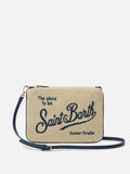 Pochette Parisienne effetto paglia con logo ricamato