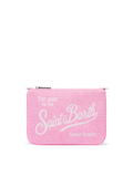 Pochette Parisienne effetto paglia con logo ricamato