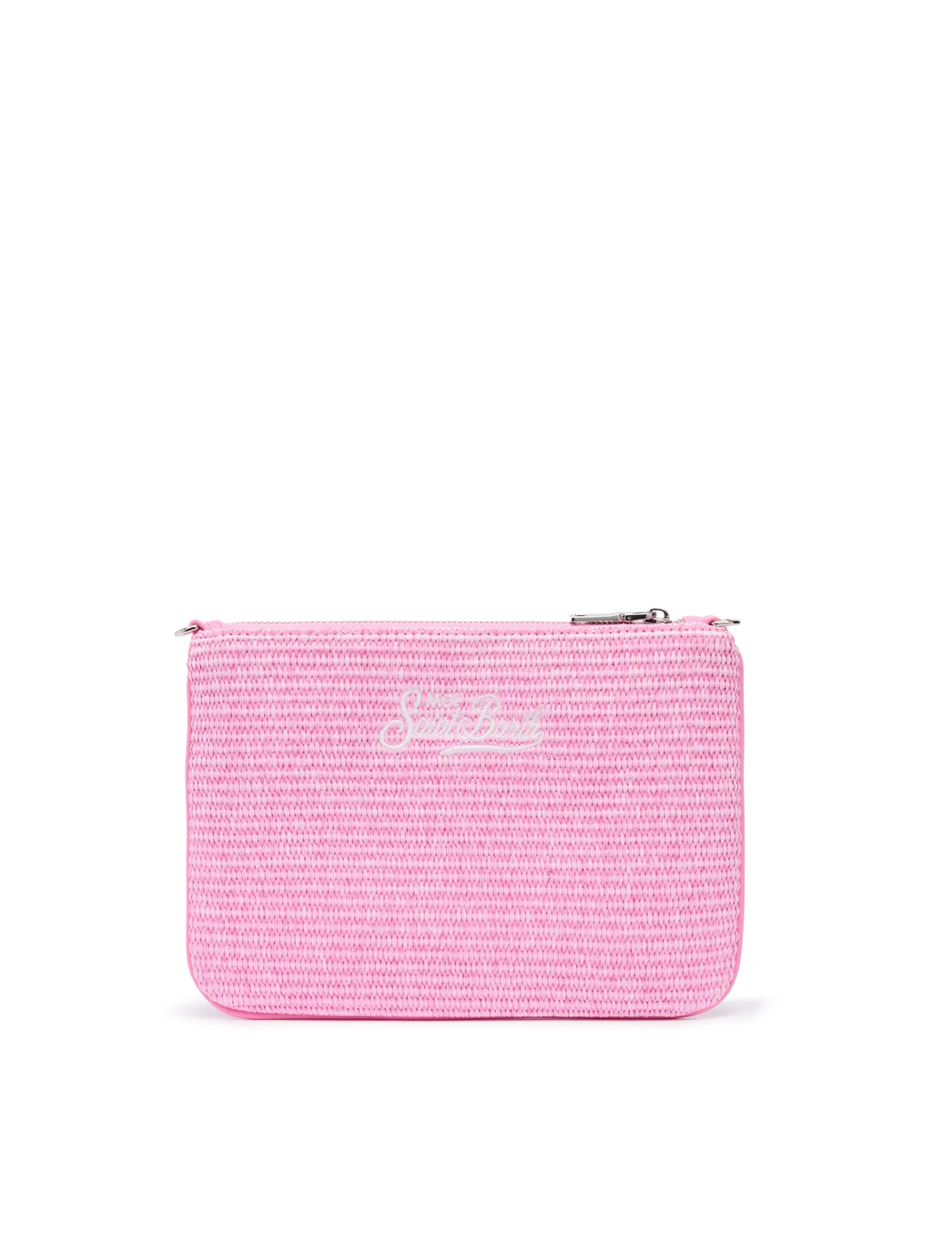 Pochette Parisienne effetto paglia con logo ricamato