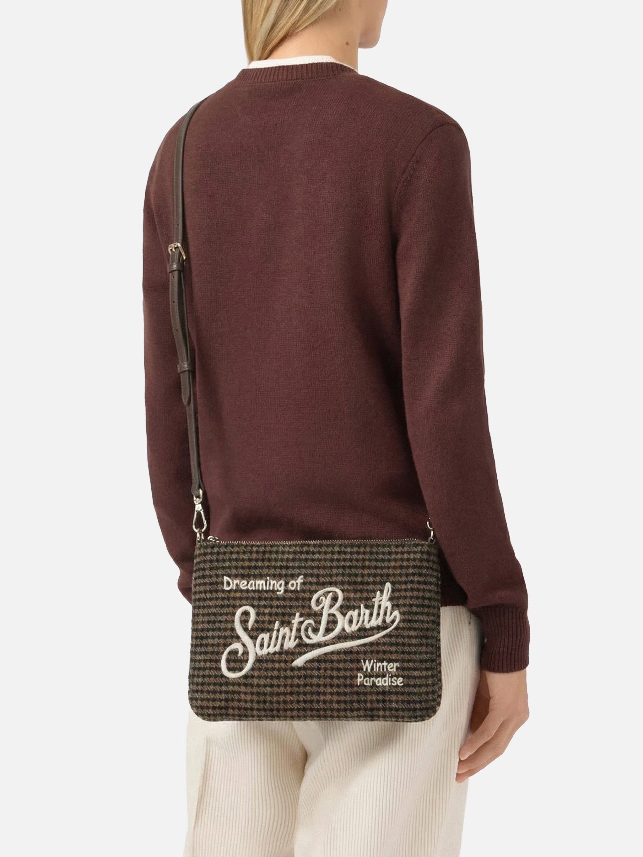 Borsa crossbody Parisienne Wool in misto lana pied de poule